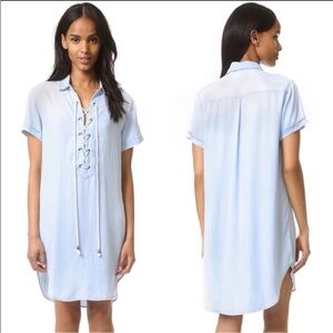 Rails Small Rocky Light Vintage Wash Chambray Shirt Dress Lace Up Front Coastal